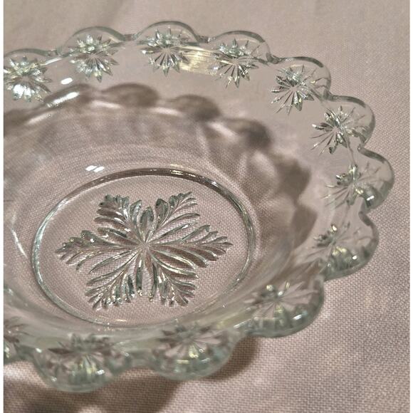 Antique Duncan Miller Clear Glass Small Bowl Set Diamond Ridge Pattern Starburst - Picture 6 of 8